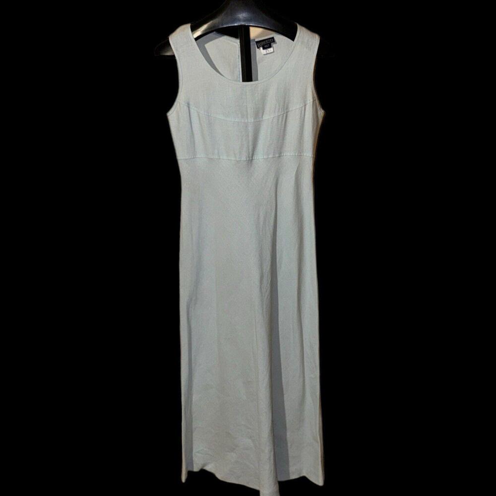 LAND’S END Light Blue 100% Linen Shift Dress Sleeveless Sz 10